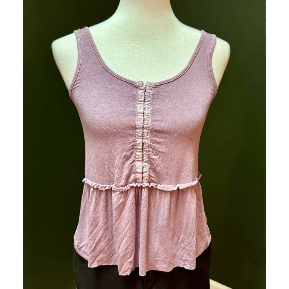 American Eagle Outfitters Soft Sexy Tank Top‎ Lilac Peplum Ruched Top Women's XS